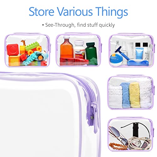 PACKISM Clear Makeup Bag Travel - TSA Approved Toiletry Bag, 2 Light Purple - color: 2 Light Purple, size: Mixed Size Series (1 Medium + 1 Large)