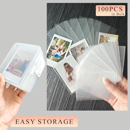 Kpop Photocard Sleeves with Storage Box, 100pcs 2x3 Mini Photo Holder - color: Clear/100 + Storage Box, size: 60x90mm