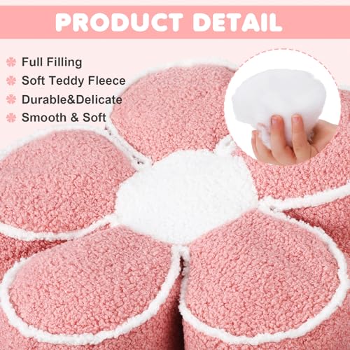 Menkxi 2 Pack Flower Pillows Cute Flower Shaped Pillows Daisy Pillow Throw Soft Floor Cushion for Living Room Bedroom Sofa Couch Winter Warm Decoration 15.7 Inch(Pink) - color: Pink