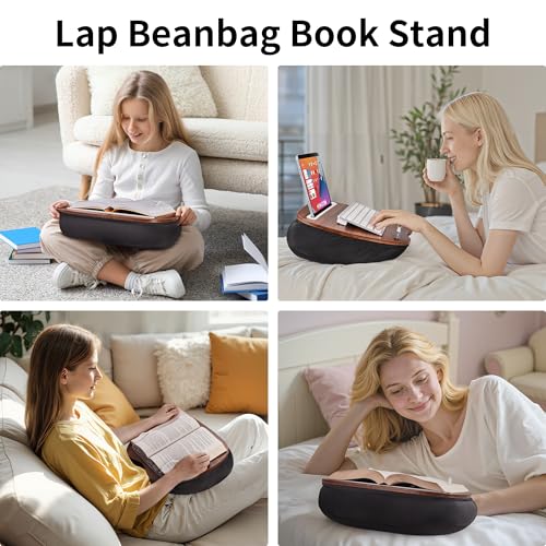 JARLINK Lap Beanbag Book Stand, Hands Free Reading Support, Muted Gray