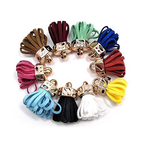 100Pcs 20mm Suede Flower Handmade Mini Tassels, Colorful Earring Tassels Assorted Colors Randomly (06) - color: 06