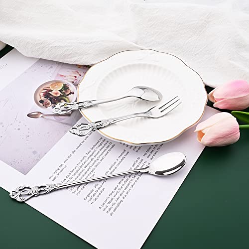 6-Piece Tea Spoons Set, 5.0 Inch Mini Coffee Spoon, Stainless Steel Teaspoons Silverware, Small Dessert Spoons for Stirring, Mixing, Sugar, Ice Cream, Silver Mirror Polished - size: Tea Spoon 6 Pieces