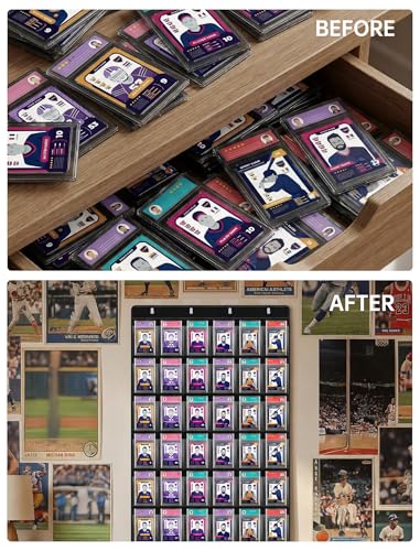NiHome 36 Slot Graded Card Display Case - Sports Card Wall Frame, PVC Black