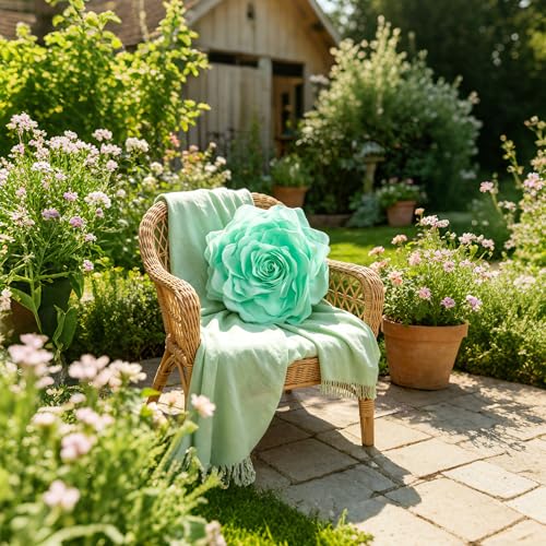 JWH Summer Flower Throw Pillow Covers with Insert, 12 Inch, Mint Green - color: Mint Green, size: 12" x 12" (Pack of 1)
