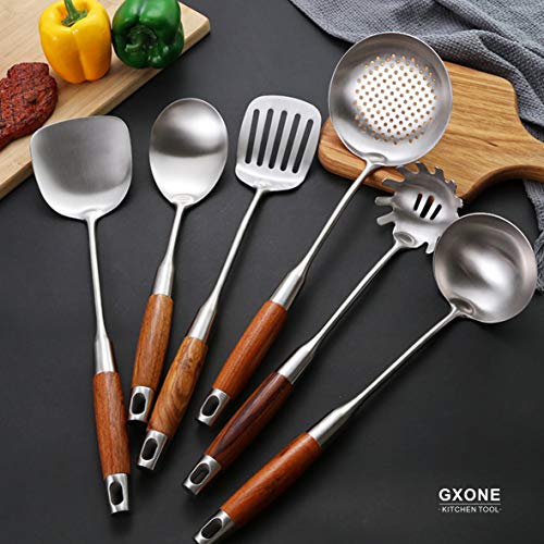 Large Serving & Cooking Spoon,for Cooking and Buffets,304 Stainless Steel - style: Cooking Spoon-wood handle