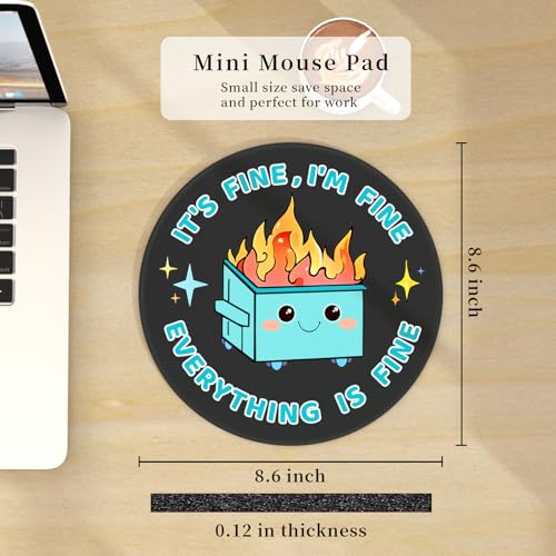 Hancynir Funny Mouse Pad, Dumpster on Fire Round Mousepad for Office Desk - color: Cute Dumpsters Blue