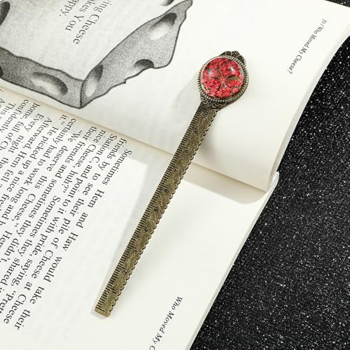 Vintage Dried Flower Bookmark Ruler, Resin Encased for Book & Craft Lovers - color: 3pcs Style C