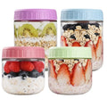 SHOWIN Overnight Oats Containers with Lids, Glass Jars with Lids 4 pcs, Candy, Wide Mouth Mason jars for Salad, Yogurt, Snacks, Meal Prep - color: Candy, size: 10&16oz-4pc