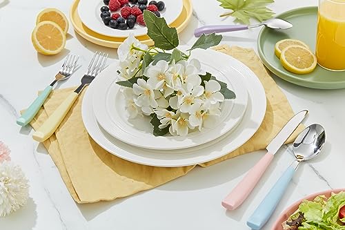 ANNOVA Silverware Set Stainless Steel Colorful Handle Tableware Kitchen Flatware Set Utensils, Includes Dinner Knives, Forks, Spoons, Salad Forks & Dessert Spoons (Pastel Mix, 20 Pieces) - color: Mixed Pastel 20Pieces