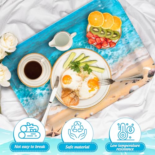 JarThenaAMCS 3Pcs Summer Beach Serving Trays Reusable Serving Dishes Ocean Wave Sand Seashell Starfish Platter for Outdoor Party Serving Food Snacks Fruits Dessert - style: Beach