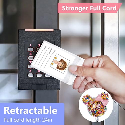 Glittery Badge Reels Retractable ID Holder with Mouse-Shaped Design 3 Pack - color: Cartoon Mouse