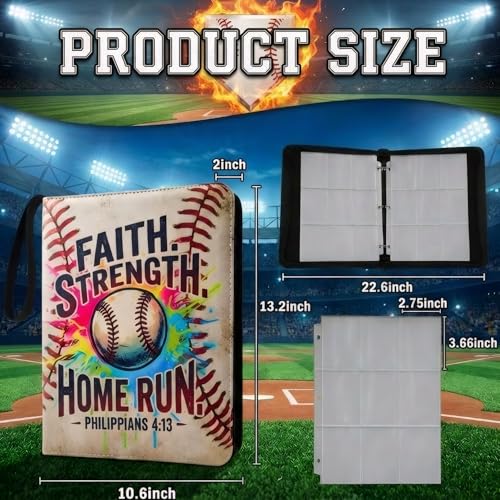 Card Binder 9 Pocket, Colorful Baseball, 900 Cards, PU Leather - color: Colorful Baseball
