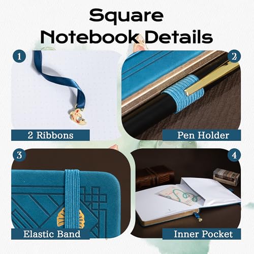 TIEFOSSI Dotted Square Journal Notebook 160 Pages for Women & Men(8 x 8) - color: Deep Blue, size: Square-Dotted