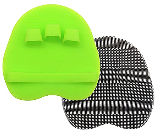2 Pack Soft Silicone Shower Brush, Body Exfoliating Skin Massage Scrubber - color: 1 Pars_green+gray