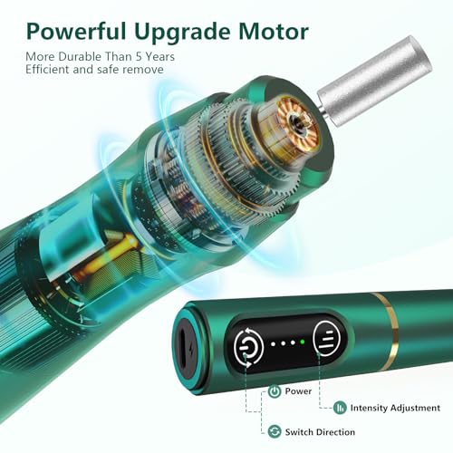 TUOBEO Cordless Nail Drill Electric Nail File Kit, Rechargeable Efile Set - color: Blackish Green