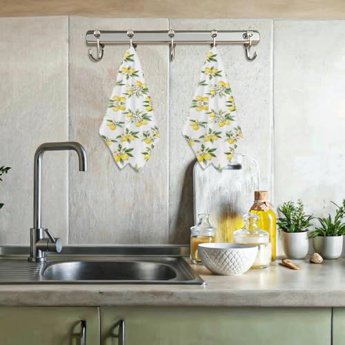 2 Pcs Flower Lemon Kitchen Towels Tea Towel - color: Multi 1600