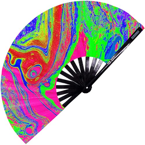 SoJourner Folding Rave Fan, Psychedelic 1 - color: Psychedelic 1
