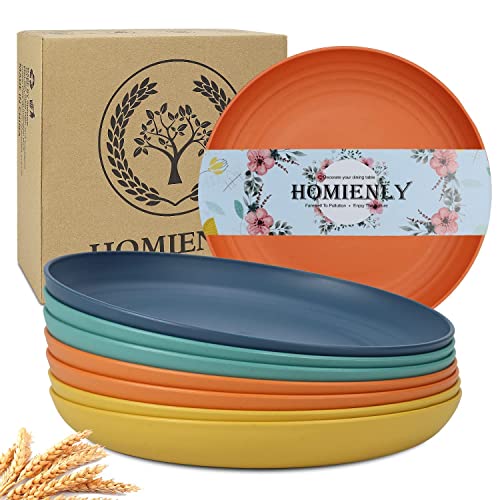 Homienly Deep Dinner Plates Set of 8 Alternative for Plastic Plates Microwave and Dishwasher Safe Wheat Straw Plates for Kitchen Unbreakable Kids Plate Set with 4 Colors (Classic Bright, 9 inch) - color: Classic Bright, size: 9 Inch
