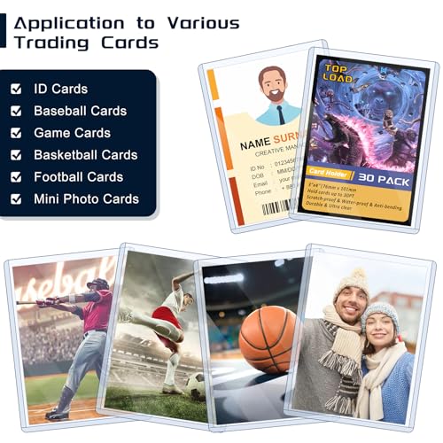 30 Pack Top Loads for Cards 3"x4" Hard Plastic Card Sleeves
