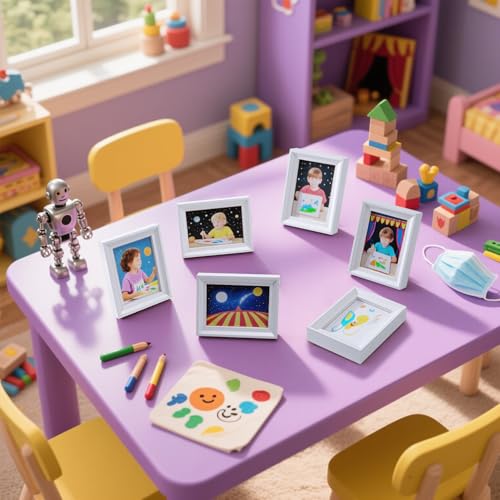 Mini Picture Frames 2.5x3.5 Inch (6-Pack) - Small Photo Frames, for Wall, Table, Home, Office Decoration, Durable Compact Polaroid Frame Set for Family, White Woodgrain - color: White