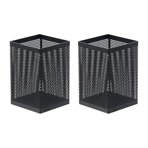 Comix 2 Packs Mesh Pen Holder, Desk Organizer for Home Office, Black - color: Square-2 Packs