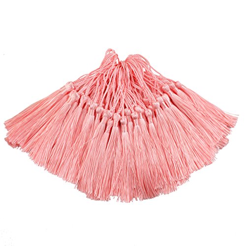 100Pcs 5 Inch Silky Bookmark Tassels for Jewelry, Souvenir(Light Pink) - color: Light Pink