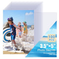 100 Pcs Clear Photo Sleeves, Top Loading Acid-Free Plastic Sheet Protectors for Photos, Index Cards, Archival Safe, Water/dust Proof Storage, 3.5x5 - color: 3.5x5"