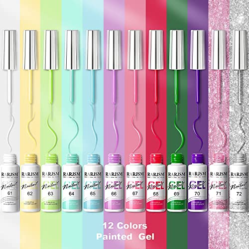 RARJSM Gel Liner Nail Art, Cotton Candy Collection Painting Gelpolish Set Wire Painting Drawing Gel for Nailart Design White Yellow Blue Purple Red Colors - color: Green