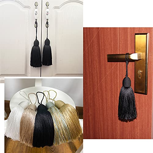 2Pcs Key Tassel with Loop DIY Handmade Craft Accessories,Black - color: Black