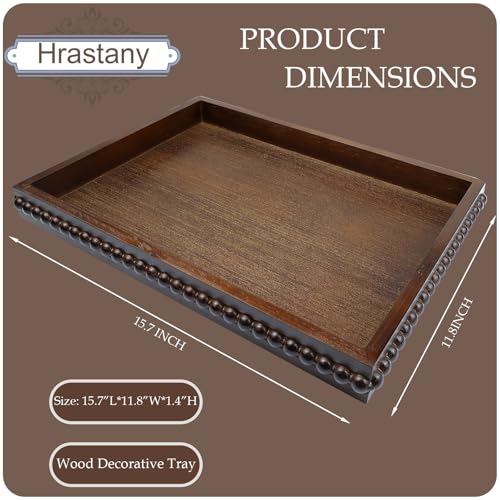 Hrastany Wood Decorative Tray for Coffee Table, Dark Brown - color: Re Dbrown, size: 15.7" x 11.8" x 1.6"