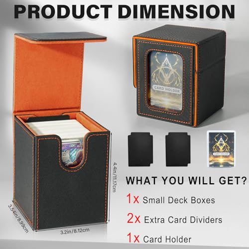 Card Deck Box for MTG Commander, Deck Case Holds 100 Double-Sleeved Cards - color: Black & Orange, size: 1 Box