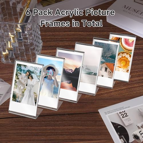 Mini Acrylic Picture Frames 2x3 for Instax Mini Film, Clear Instant Photo Display Stand for Fujifilm Instax 12 11 9 40 25 90, Small Tabletop Picture Frame for Desk Shelf（6 Pack） - size: 6 Pack