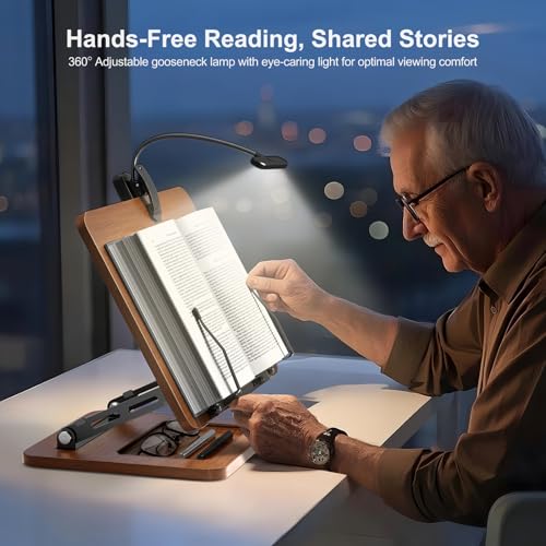 OPTIXCELL Book Stand with Light, Hands Free Book Holder, Gifts Book Lovers - style: Book Stand (Light)