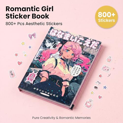 Tmtains 800+Pcs Japanese Sticker Book for Scrapbook Junk Journal (Girl) - color: Ac-pink