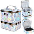 SAVILAND PU Leather Nail Polish Organizer Bag for Nail Tech, Holographic - color: C-Holographic