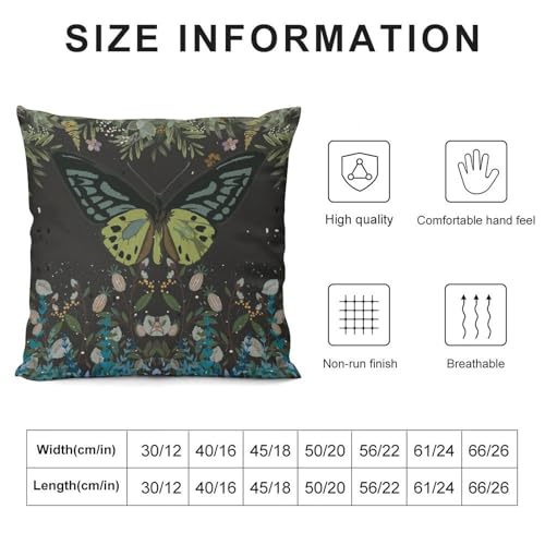 Mysterious Wildflower Butterfly Pillow Covers Spring Night Gothic Garden Floral Home Decor Sofa Bedroom Cushion Outdoor Indoor Decorations 16 "x16 - color: Butterfly-7, size: 16" x 16" (Pack of 2)
