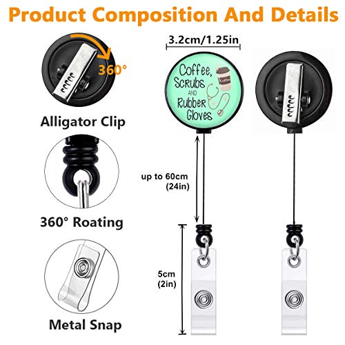Crystal Badge Reel Retractable ID Holder with Cute Medical Design - color: 1 Pack A1-coffee Scrubs