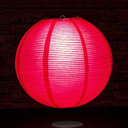 Quasimoon PaperLanternStore.com 12 Inch Red Fine Line Premium Even Ribbing Paper Lantern, Extra Sturdy - color: Red Fine Line, size: 12 Inch