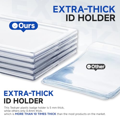 Teskyer Heavy Duty ID Badge Holders, 5 Pack, Horizontal - style: Horizontal