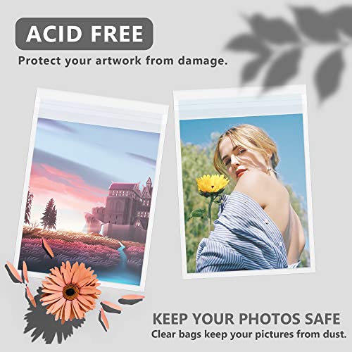 Somime 100Pack Acid-Free Crystal Clear Sleeves Storage Bags for 8x10 Photos - size: 8"x10" 100pack clear bags