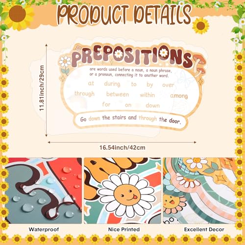 Pasimy 12 Pcs Parts of Speech Posters Grammar Chart, Groovy - style: Groovy