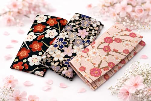 Cute Women's Cash Wallet [ Made in Japan ] Traditional Edo Komon Design (Cash Envelop Wallet) (Weeping plum (pink)) - style: Weeping Plum (Pink)