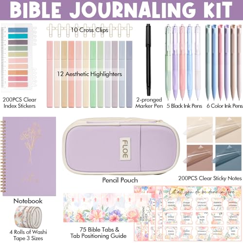 Bible Study Supplies Journaling Annotation Kit, Christian Gifts for Women - color: Purple