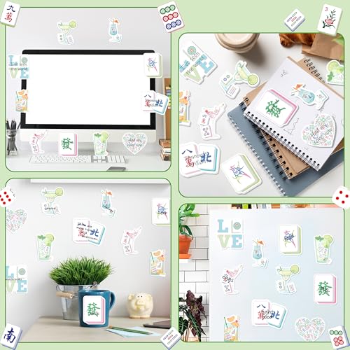 CJiangpo 30Pcs Mahjong Sticky Notes Pads, 600 Sheets Funny Cocktail Sticky Notes Self Stick Notepad Memo Pads Page Marker, Mah Jong Lovers Gifts Birthday Mahjong Party Decoration Supplies - color: Mahjong