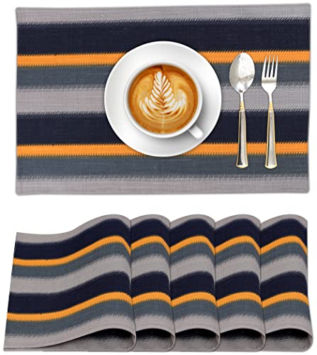 Ruvanti Placemats Set of 6, 100% Cotton Place Mats of 13"x19" – Stripes - color: Stripes