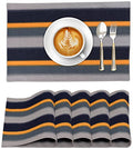 Ruvanti Placemats Set of 6, 100% Cotton Place Mats of 13"x19" – Stripes - color: Stripes