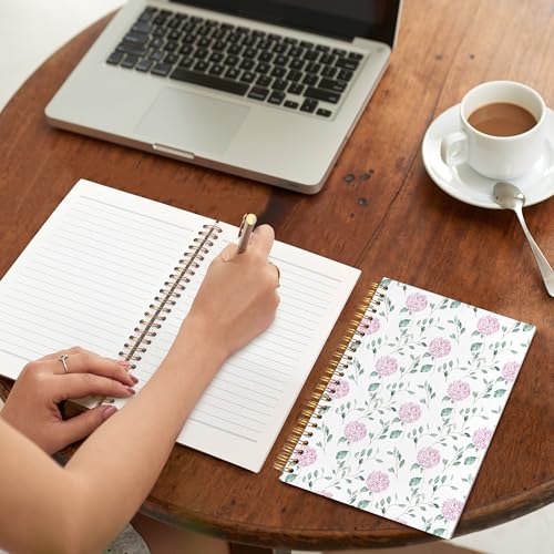 VIIJJUE Hydrangea Floral Notebook Journal, Pink Flowers Notebooks for Note Taking, Pink Office Supplies, Hardcover Spiral Journal 5.5x8.3 Inch - color: A-Pink Hydrangea