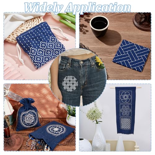 FREEBLOSS 12Pcs 5.5 * 5.5inch Plastic Sashiko Stencils Drawing Stencils Embroidery Patterns 12 Different Japanese Style Patterns Embroidery Templates for Hand Quilting - style: Flower, Weave and Bird