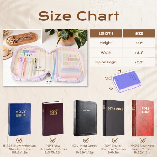 XKDOUS Bible Cover Case for Women Bible Bag Journaling Kit w/Study Supplies - color: Canvas Purple Patchwork, size: Large