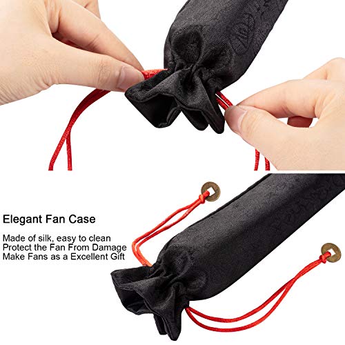 Maitys 2 Pack Large Folding Hand Fans 13'' Chinese Red Handheld Fan Clap Fans for Line Dancing, Rave, Tai Chi, Festival, Kung Fu, Martial Art, Performances, Gift, Includes 2 Pouch - color: Red